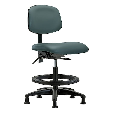Medium Bench Chair Ergonomic Chair, No Arms, 21" to 28-1/4" Height, Vinyl, Colonial Blue
