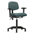 Medium Bench Chair Ergonomic Chair, Adjustable Arms, 21" to 28-1/4" Height, Vinyl, Black
