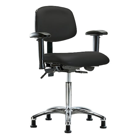 Medium Bench Chair Ergonomic Chair, Adjustable Arms, 21-1/2" to 29" Height, Vinyl, Black