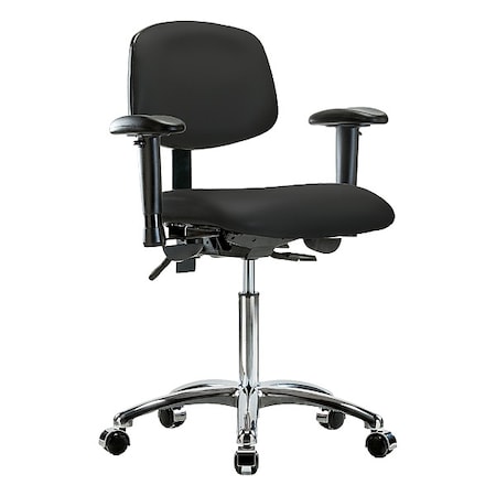 Medium Bench Chair Ergonomic Chair, Adjustable Arms, 21-1/2" to 29" Height, Vinyl, Black