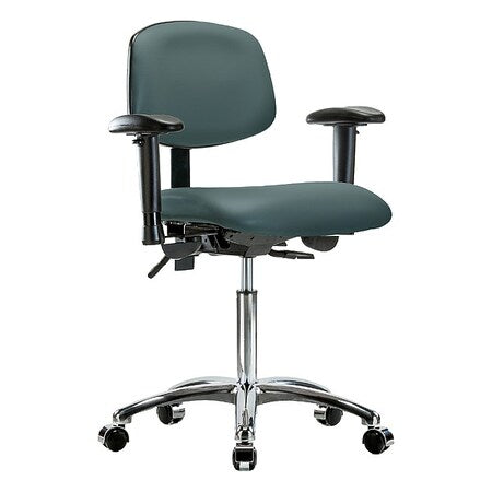 Medium Bench Chair Ergonomic Chair, Adjustable Arms, 21-1/2" to 29" Height, Polyurethane, Vinyl