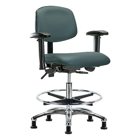 Medium Bench Chair Ergonomic Chair, Adjustable Arms, 21-1/2" to 29" Height, Polyurethane, Vinyl