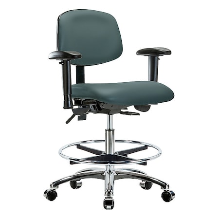 Medium Bench Chair Ergonomic Chair, Adjustable Arms, 21-1/2" to 29" Height, Polyurethane, Vinyl
