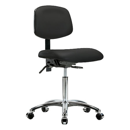 Medium Bench Chair Ergonomic Chair, No Arms, 21-1/2" to 29" Height, Vinyl, Black