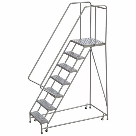 8.5 ft H Aluminum Rolling Ladder, 7 Steps, 350 lb Load Capacity