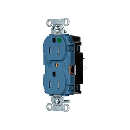 Straight Blade Receptacle, 5-15R, 15 A, 125V AC, 2 Pole, 3 Wire, Surface Mount, Grounded