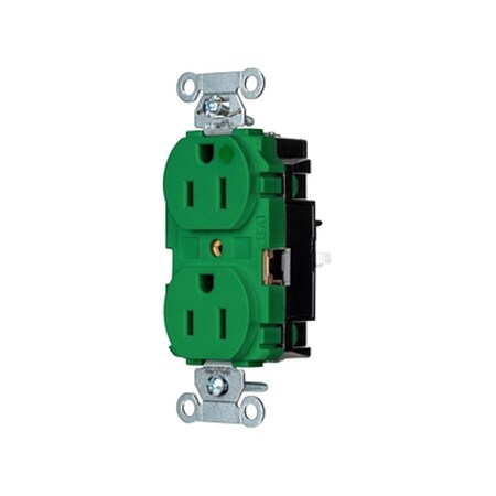 Straight Blade Receptacle, 5-15R, 15 A, 125V AC, 2 Pole, 3 Wire, Surface Mount, Grounded