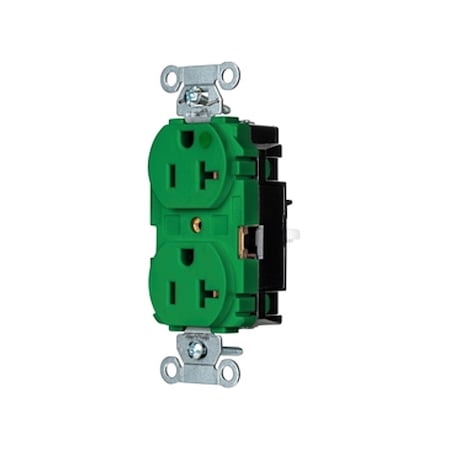 Straight Blade Receptacle, 5-20R, 20 A, 125V AC, 2 Pole, 3 Wire, Surface Mount, Grounded