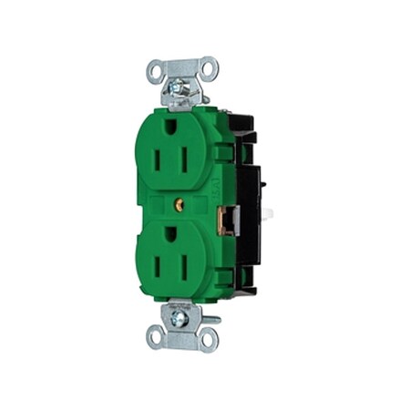 Straight Blade Receptacle, 5-15R, 15 A, 125V AC, 2 Pole, 3 Wire, Surface Mount, Grounded