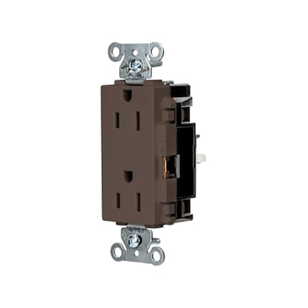 Straight Blade Receptacle, 5-15R, 15 A, 125V AC, 2 Pole, 3 Wire, Surface Mount, Grounded