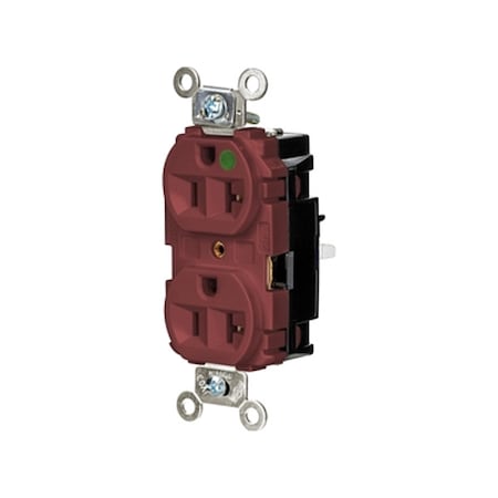 Straight Blade Receptacle, 5-20R, 20 A, 125V AC, 2 Pole, 3 Wire, Surface Mount, Grounded