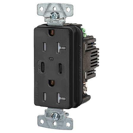 USBReceptacle, 20A, 1hp, Blk, Thrmplstc