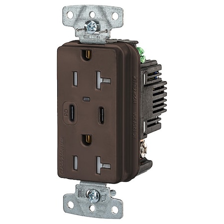 USBReceptacle, 20A, 1hp, Brn, Thrmplstc