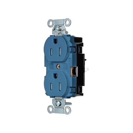 Straight Blade Receptacle, 5-15R, 15 A, 125V AC, 2 Pole, 3 Wire, Surface Mount, Grounded