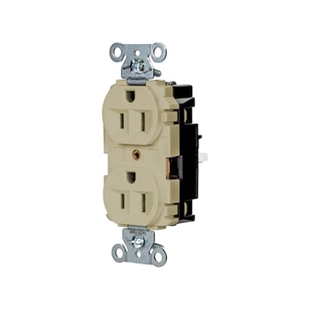 Straight Blade Receptacle, 5-15R, 15 A, 125V AC, 2 Pole, 3 Wire, Surface Mount, Grounded