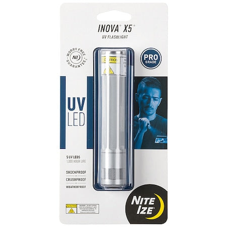 Flashlight, CR123A, 4-3/4 in H, 7/8 in Dia, Silver