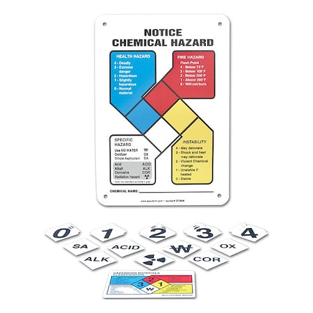 NFPA Sign, NFPA Notice Chemical Hazard Sign, 7 in W, 10 in H