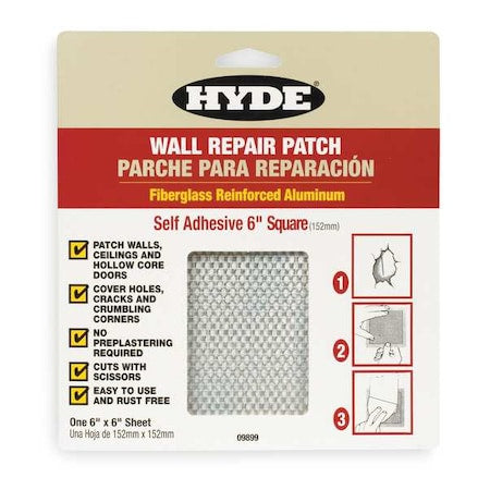 Wall Patch, 6 x 6 In, Aluminum/Fiberglass