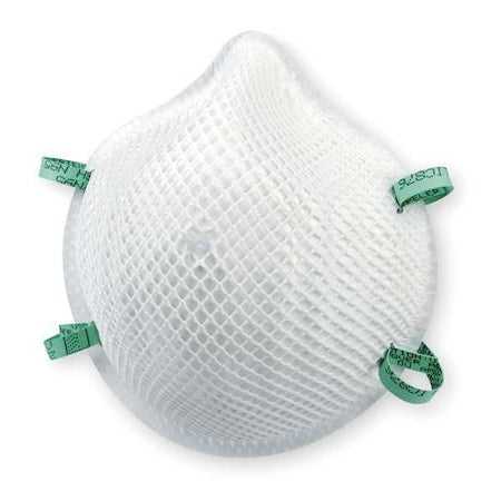 Disposable Respirator, N95, Non-Adj. Dual Strap, Molded Nose Bridge, Dura-Mesh Shell, Univ., PK 20
