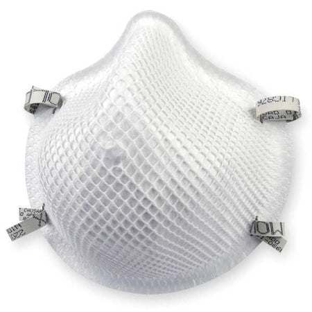 Disposable Respirator, N95, Non-Adj. Dual Strap, Molded Nose Bridge, Dura-Mesh Shell, S, PK 20