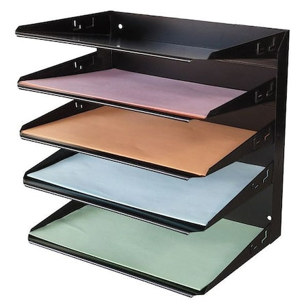 File Holder, Black, Steel, 12 in W, 8 3/4 in L, 12 1/8 in H, 5 Number of Compartments