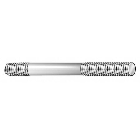 Double-End Threaded Stud, 1/4""-20 Thread to 1/4""-20 Thread, 1 1/2 in, Steel, Black Oxide, 2 PK