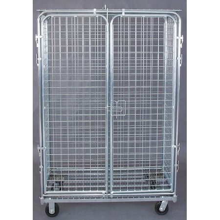 Wire Security Cart with Fixed Shelves, 1, 800 lb Capacity, 24 in W x 48 1/2 in L x 71 in H
