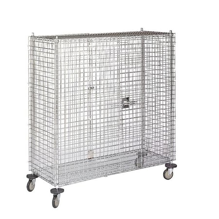 Wire Security Cart with Fixed Shelves, 900 lb Capacity, 28 1/2 in W x 64 in L x 68 in H, 0 Shelves