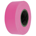 Flagging Tape, No Legend, Fluorescent Pink, 1 3/16 in Wide x 150 ft Length, Vinyl, 4 mil