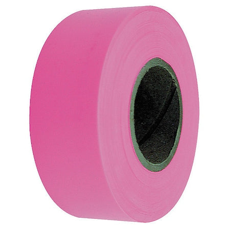 Flagging Tape, No Legend, Fluorescent Pink, 1 3/16 in Wide x 150 ft Length, Vinyl, 4 mil