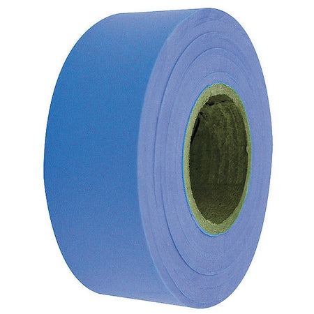 Flagging Tape, No Legend, Fluorescent Blue, 1 3/16 in Wide x 150 ft Length, Vinyl, 4 mil