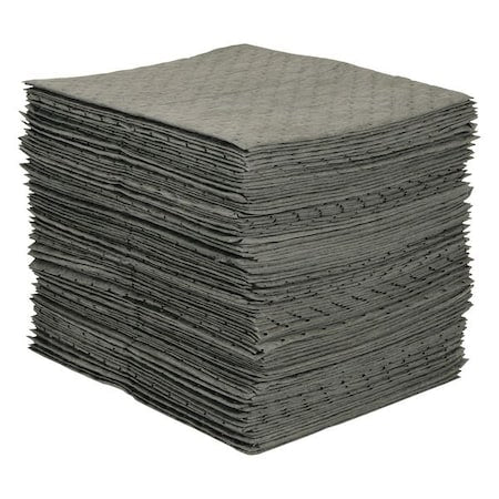 Sorbent Pad, 20 gal, 15 in x 19 in, Universal, Gray, Polypropylene