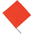 Handheld Warning Flag, Orange, Vinyl, 18" Length, 24 in Wood Dowel with Diagonal Stay