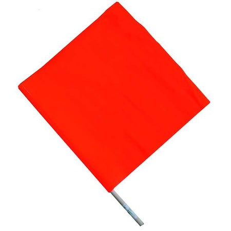 Handheld Warning Flag, Orange, Vinyl, 24 in Wood Dowel