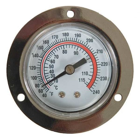 Analog Panel Mt Thermometer, 40 to 240F, Accuracy: +/-2%