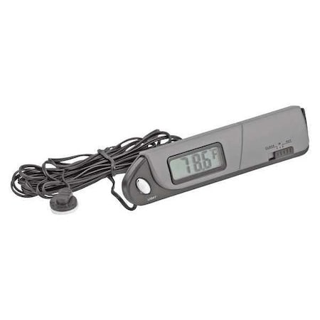In/Out Thermometer/Clock, Slimline, Silver