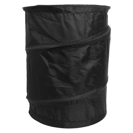 Round Collapsible Trash Can, Black, Polyester