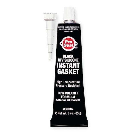 Oil-Resistant RTV Gasket Maker, 3 oz, Black, Temp Range -75 to 500 Degrees F