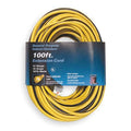 SJTW Extension Cord, 12 AWG, Outdoor, 12/3, 1 Outlets, 5-15R, Yellow with Black Stripe, PVC, 5-15P