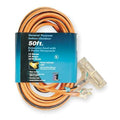 SJTW Outdoor Extension Cord, 14 AWG 3 Outlets, 5-15R, Orange/BLK, PVC, 5-15P