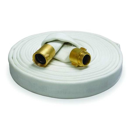 Fire Hose, Single Jacket, 100 ft. Length, 1 1/2 in Hose Inside Dia., EPDM Hose Tube, MNST Fitting A