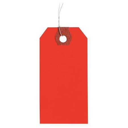 1-3/8" x 2-3/4" Fluorescent Red Paper Wire Tag, Includes 12" Wire, Pk1000