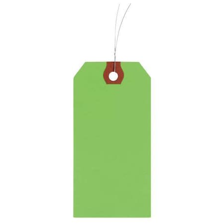 2-1/8" x 4-1/4" Fluorescent Green Wire Tag, Pk1000