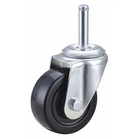 Stem Caster, 3"dia, Rubber, 175lb