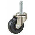 Stem Caster, 2"dia, Rubber, 75lb