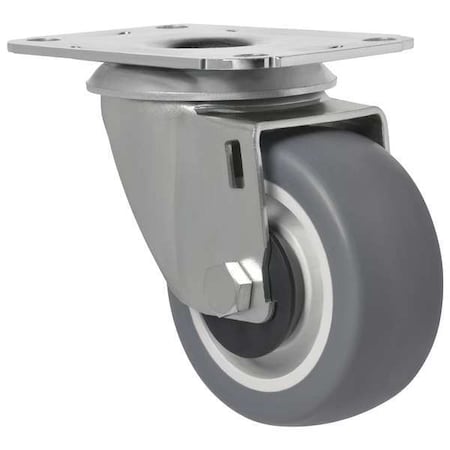 Swivel Plate Caster, Therm Rubber, 3 in, 154 lb