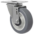Swivel Plate Caster, Therm Rubber, 4 in, 176 lb