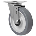 Swivel Plate Caster, Therm Rubber, 5 in, 198 lb.