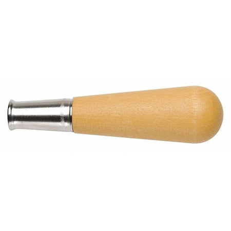 Metal Ferruled File Handle, Length 4 7/8 in, Dia in 1 5/16 in, Wood