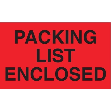 Shipping Labels 3", Packing List Enclosed, Red, Pk500